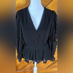 Black V-neck blouse